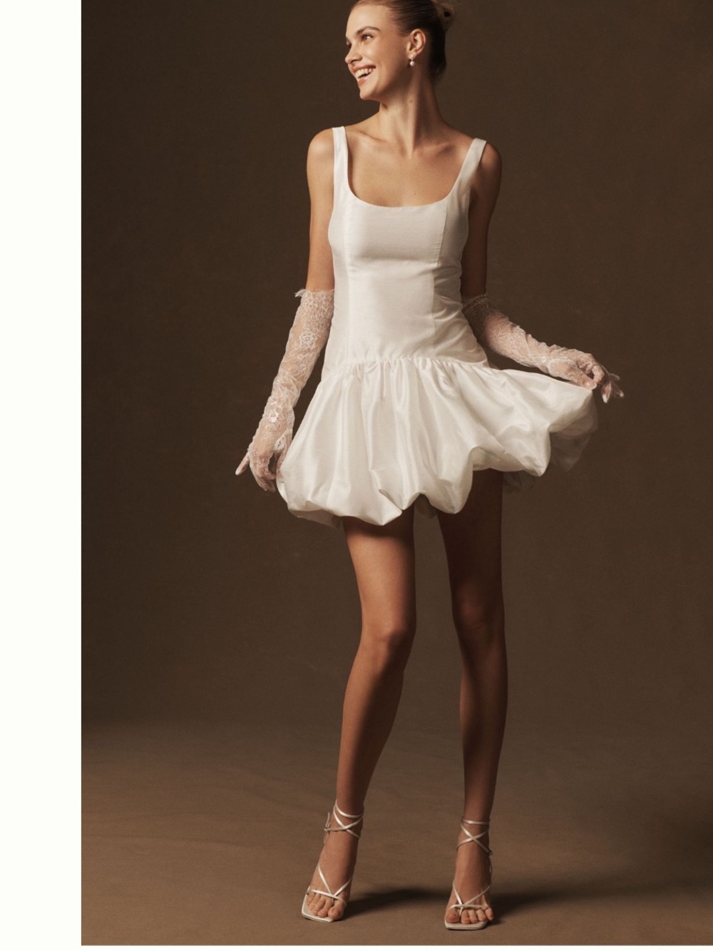 Hutch White Bubble Hem Mini Dress